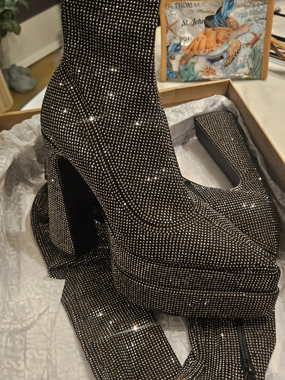 Steve Madden Rhinestone Sparkle Platform Boots! NIB!